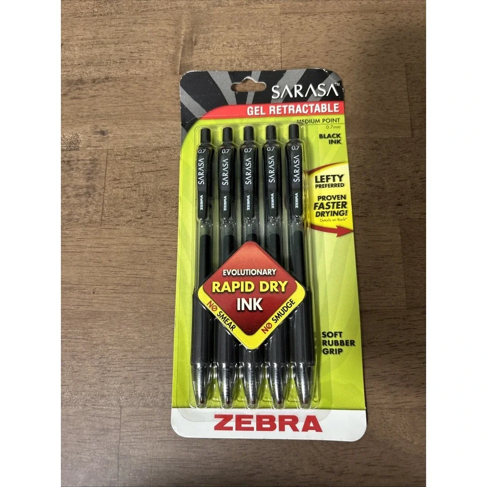 2 Packs Zebra Sarasa Gel Retractable Ink Pens Medium Point Black